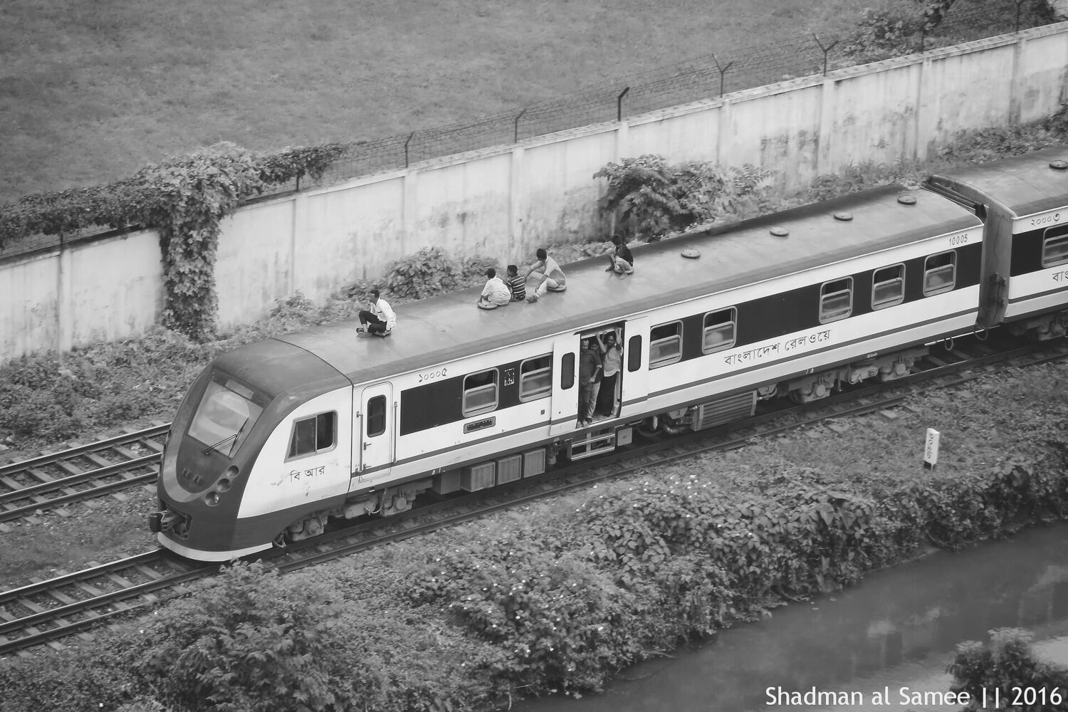 Passenger train on a Bangladesh railway line