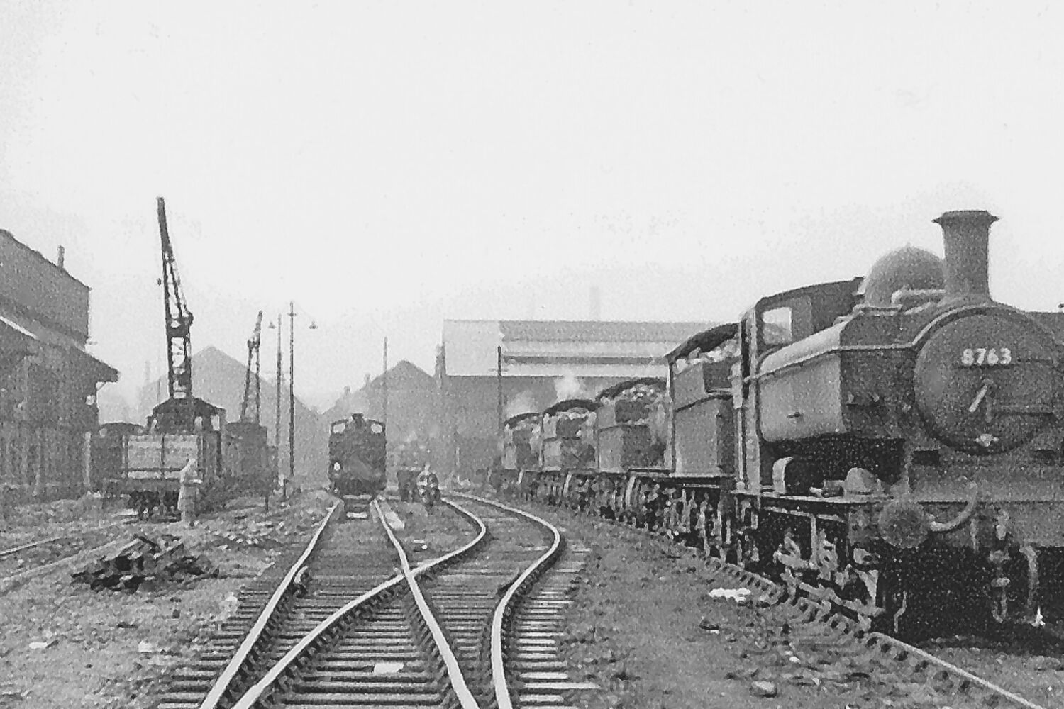 Railway workshop with locomotives